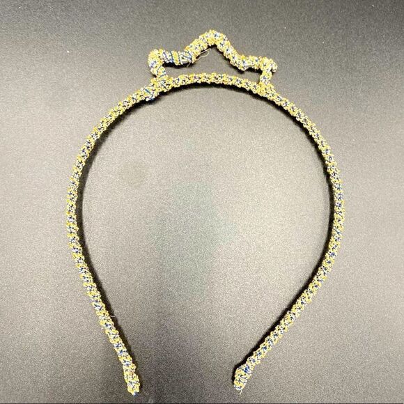 Mini Crown Gold Wired Headband with Rhinestones - Picture 1 of 2